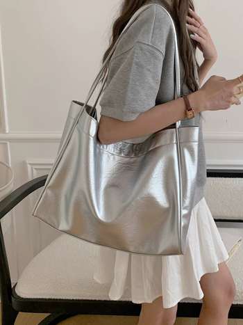 PU чанта Tote в стил уличен тренд, хоризонтална квадратна форма, магнитно закопчаване, без подплата