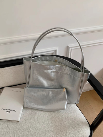 PU чанта Tote в стил уличен тренд, хоризонтална квадратна форма, магнитно закопчаване, без подплата