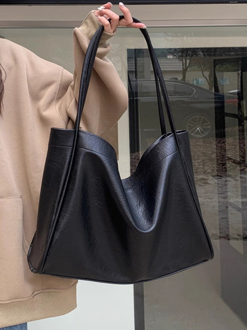 PU чанта Tote в стил уличен тренд, хоризонтална квадратна форма, магнитно закопчаване, без подплата