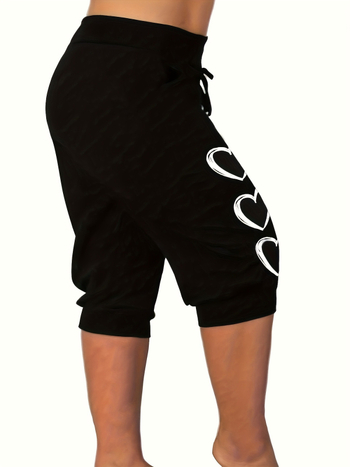 Smart Walker Печатани къси панталони за жени, висока талия, полиестер със спандекс, ежедневен стил