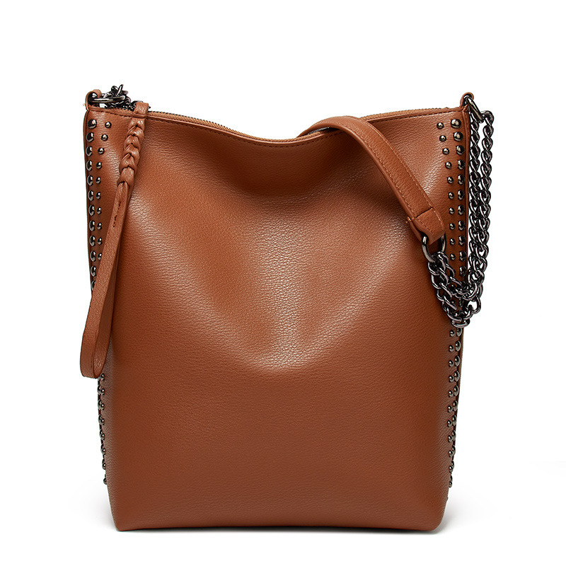 Torba za rame ANNMUU, PU materijal, bucket bag stil, velika kapaciteta, zatvarač, jedna naramenica