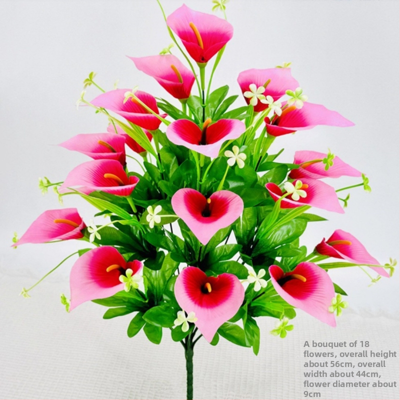 18 galvų Calla Lily, matinio audinio puokštė, dirbtiniai žiedai