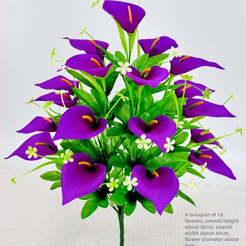 18 galvų Calla Lily, matinio audinio puokštė, dirbtiniai žiedai