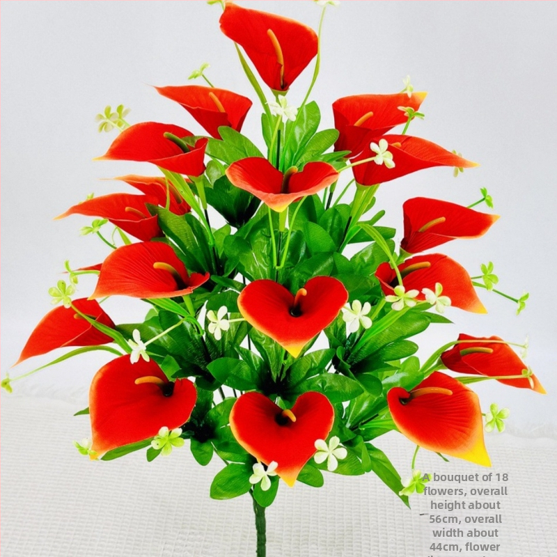 18 galvų Calla Lily, matinio audinio puokštė, dirbtiniai žiedai