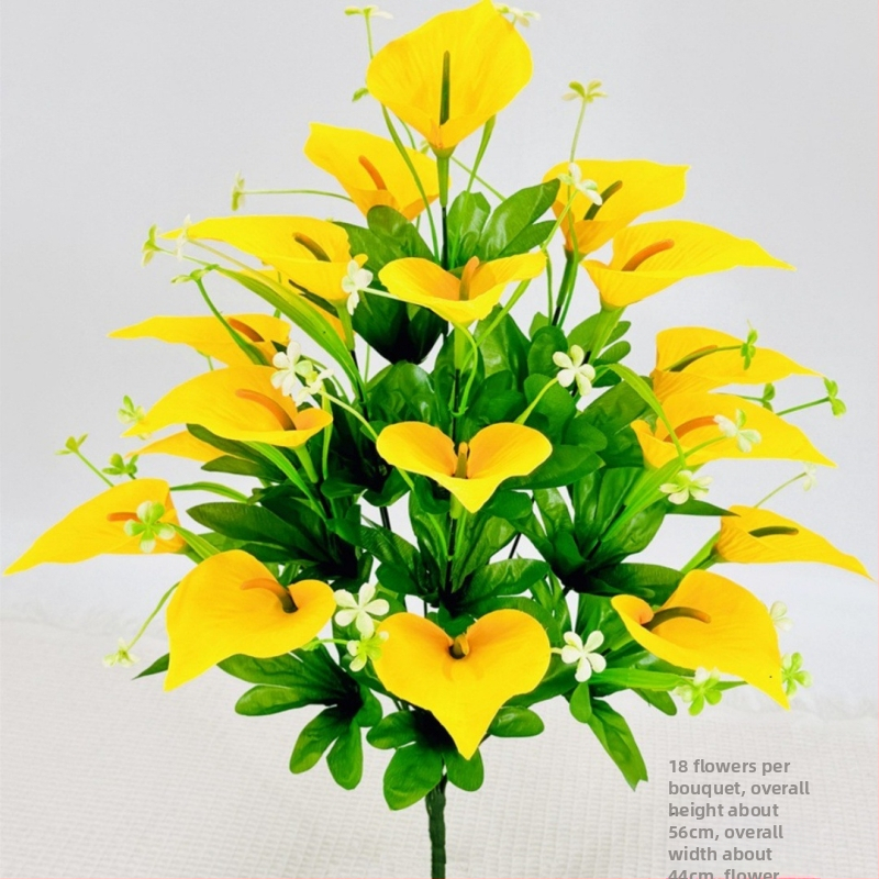 18 galvų Calla Lily, matinio audinio puokštė, dirbtiniai žiedai