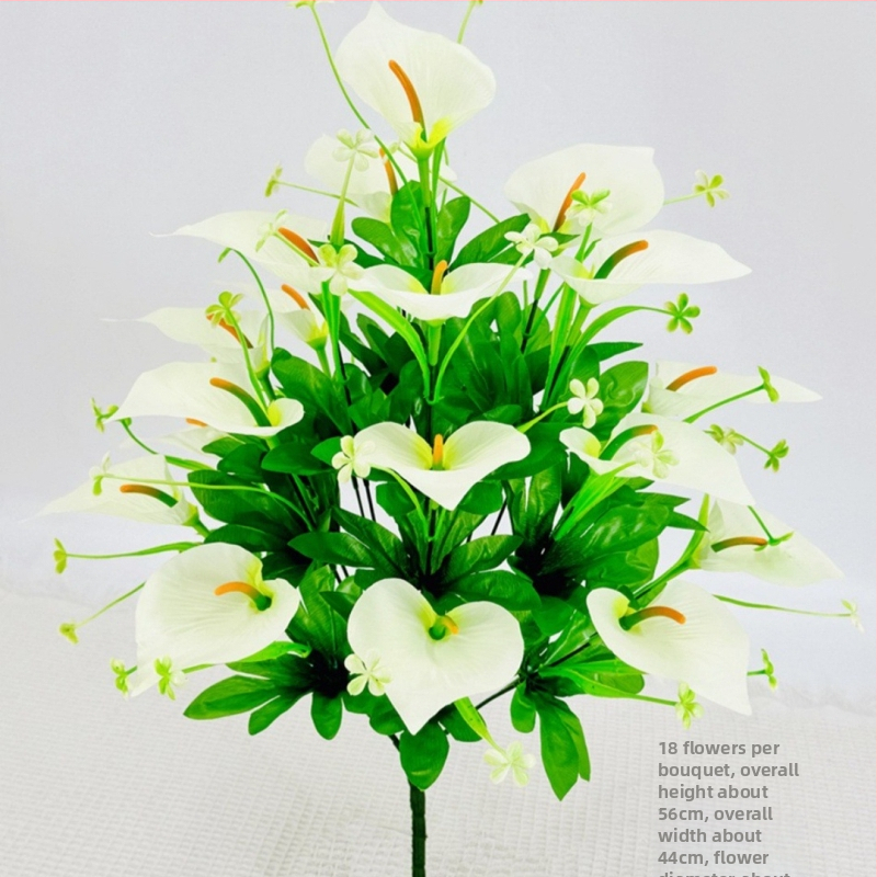 18 galvų Calla Lily, matinio audinio puokštė, dirbtiniai žiedai