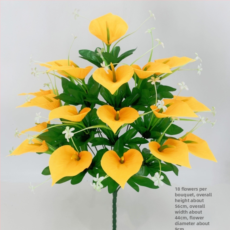 18 galvų Calla Lily, matinio audinio puokštė, dirbtiniai žiedai