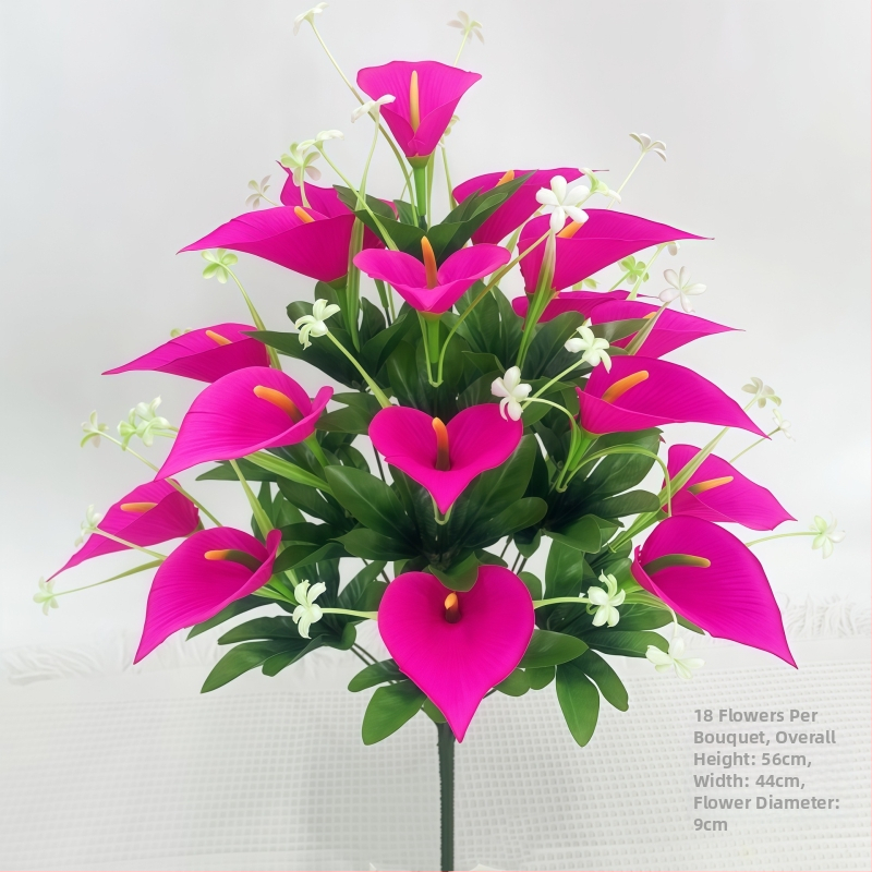 18 galvų Calla Lily, matinio audinio puokštė, dirbtiniai žiedai