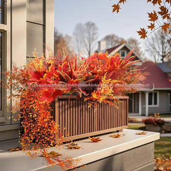 Plastikiniai dirbtinių gėlių rinkinys su eukaliptu, klevų lapais ir violetine dekoracijoms namuose ir lauke (Medžiaga: plastikas; Gamyba: injekcinis formavimas; Įvairovė: eukaliptas; Naudojimas: vestuvės, lauke, fotografijos rekvizitai, namų dekoras)