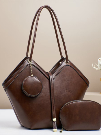 PU Tote чанта в Street стил, сърцевидна форма, цип, вътрешни джобове