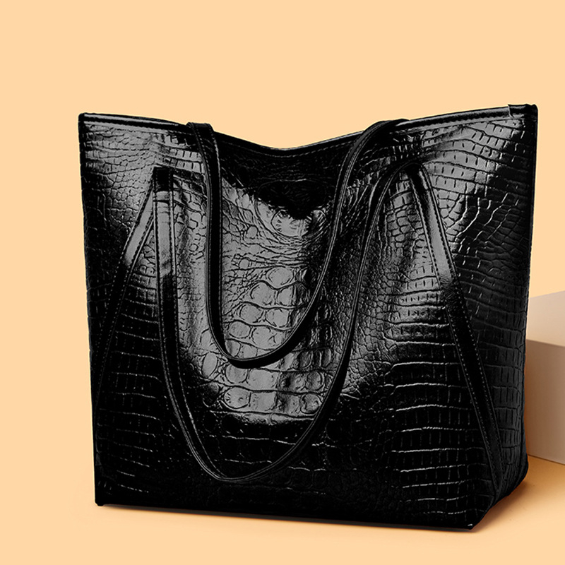 Ice Charm PU Tote чанта с релефен дизайн, хоризонтална квадратна форма, цип за затваряне, подплата полиестер