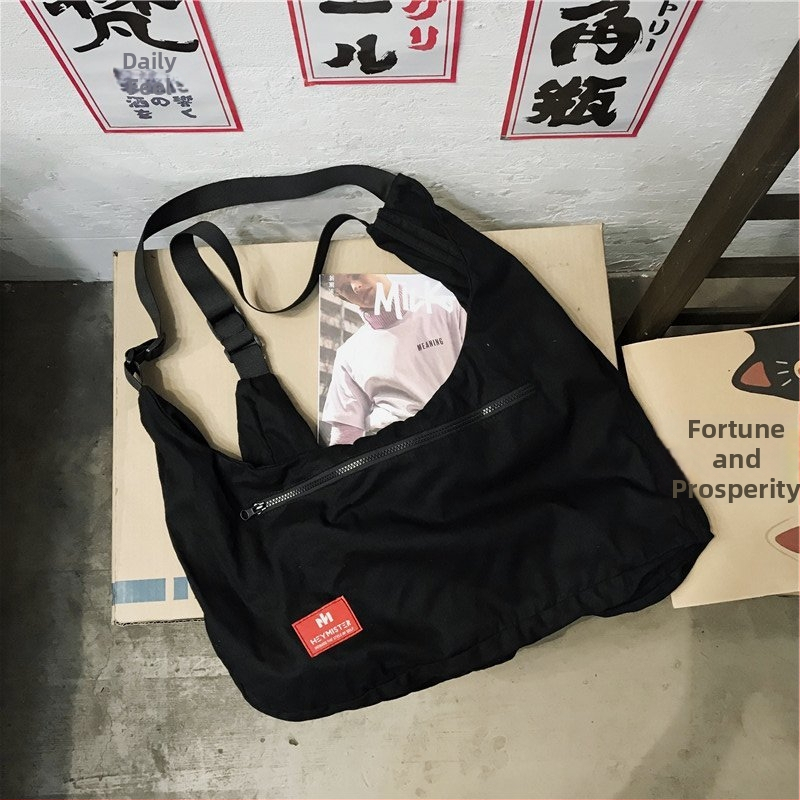 Vīriešu plecu soma stilā vestes – rāvējslēdzējs, dubultās siksnas, kokvilnas audums, horizontāla kvadrāta forma, saderīga ar 12 collu klēpjdatoru