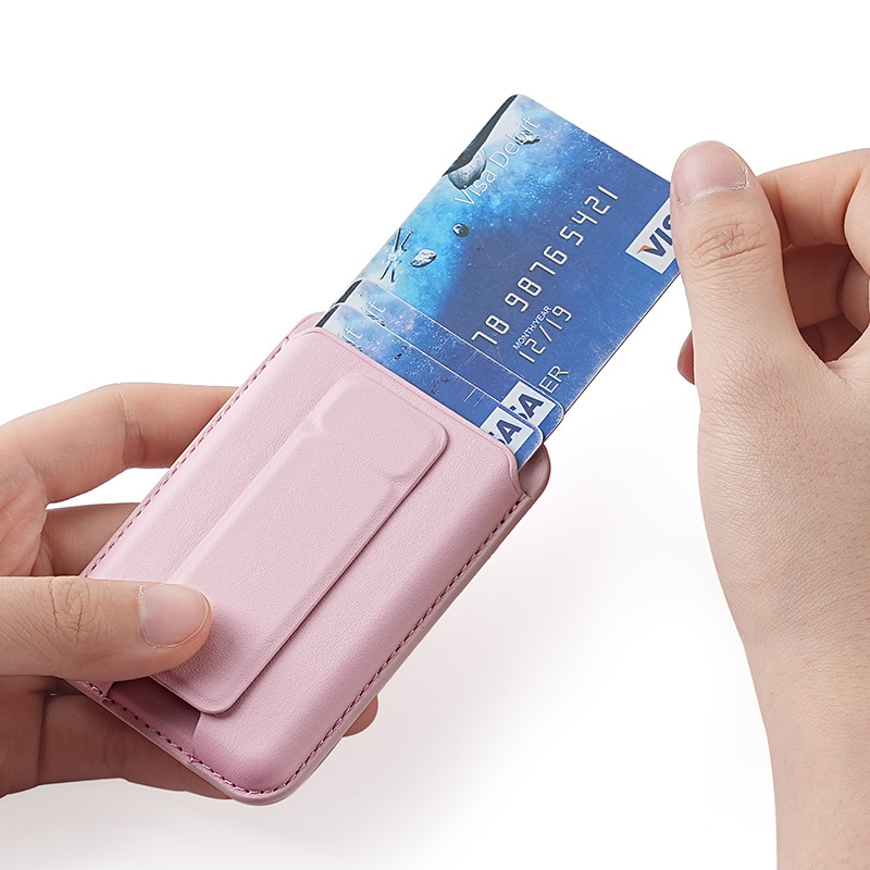 Huazhan PU mágneses kártyatartó állvánnyal iPhone 16-hoz – városi minimalista stílus, egyszínű dizájn, PU bélés és magnetos fogás, kopásálló és bővíthető, uniszex, 2025 tavasz