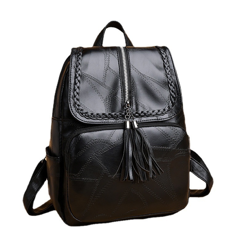 Mai Baili PU bőrből készült női hátizsák rojtokkal, retro európai–amerikai stílus, mindennapi hátizsák cipzárral, puha bélés, vízálló és kopásálló, háromdimenziós kialakítású