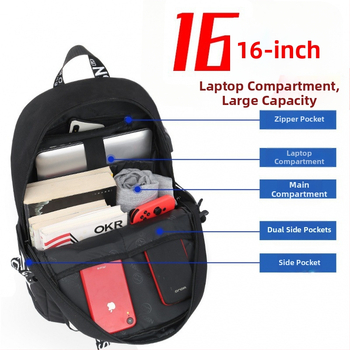 Ανδρικό σακίδιο πλάτης με κορεατικό στυλ μόδας, συμβατό με 16 ιντσών φορητό υπολογιστή, πολυεστέρας, μάρκα Yinse