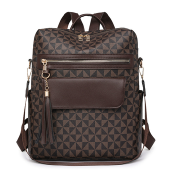 Γυναικείο σακίδιο με μοτίβο μόδας – 2024 κορεατικού στυλ, μεγάλη χωρητικότητα, ρετρό αντι-κλοπής, πολυχρηστικό καθημερινό ταξιδιωτικό σακίδιο, PU, κλείσιμο με φερμουάρ, εσωτερικές τσέπες με φερμουάρ και θήκη για κινητό, αδιάβροχο και ανθεκτικό