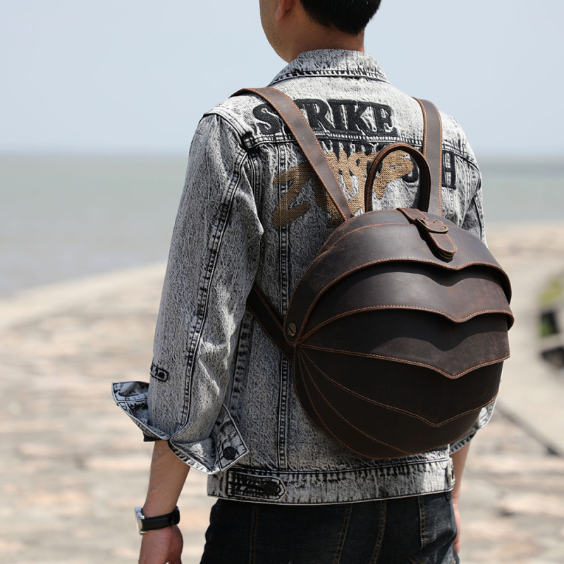 Rucsac din piele naturală – strat superior, unisex, stil retro, capacitate sub 20 L, deschidere cu cataramă Draasher