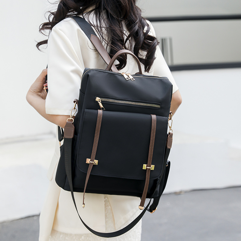 Női Oxford anyagú hátizsák mindennapi használatra — cipzáras nyitás, vízálló és kopásálló, belső cipzáras zseb és zseb a telefont számára, háromdimenziós külső