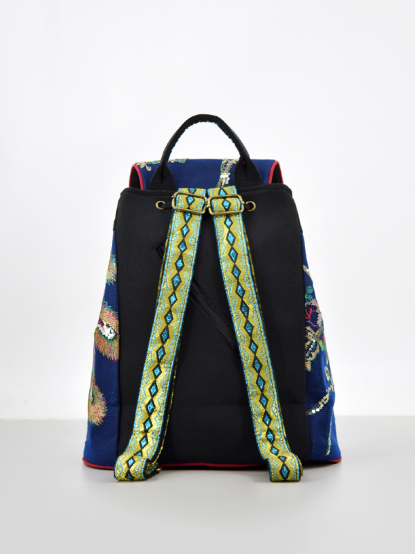 Hímzett virágos vászon hátizsák, virágos mintával, bélés poliészter-pamut, irodalmi kínai stílus — Ancient Road Ringing Bells