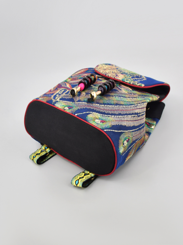 Hímzett virágos vászon hátizsák, virágos mintával, bélés poliészter-pamut, irodalmi kínai stílus — Ancient Road Ringing Bells