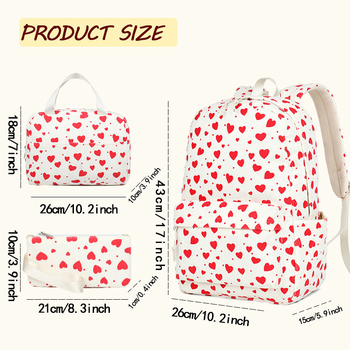 Νεανικό σχολικό σακίδιο για κορίτσια, καμβάς, σχέδιο φράουλα, χωρητικότητα 20–35 L, χωράει φορητό υπολογιστή έως 16 ιντσών