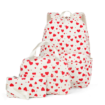 Νεανικό σχολικό σακίδιο για κορίτσια, καμβάς, σχέδιο φράουλα, χωρητικότητα 20–35 L, χωράει φορητό υπολογιστή έως 16 ιντσών