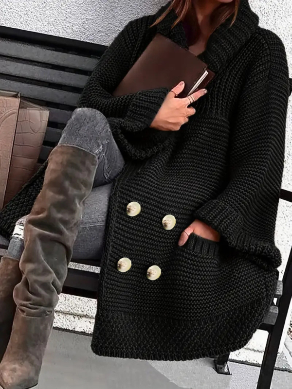 Női kardigán-palton, 95% poliészter, nyitott gallér, hosszú ujjú, közepes hosszúságú