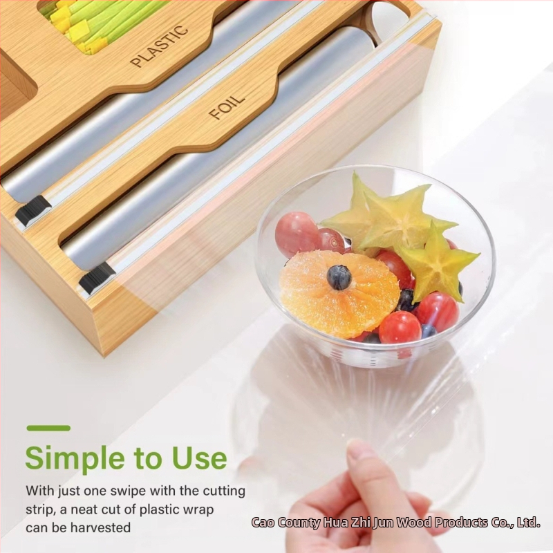 Дървена стенна кутия за кухненско фолио с резачка – модерен стил, мултифункционална, персонализация и печат на лого