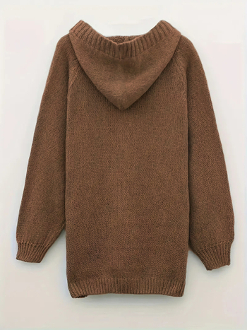 Γυναικείο φούτερ με κουκούλα, μονόχρωμο, πολυεστέρας, μακριές μανίκες, μεσαίου μήκους, κανονική γραμμή