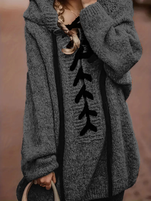 Γυναικείο φούτερ με κουκούλα, μονόχρωμο, πολυεστέρας, μακριές μανίκες, μεσαίου μήκους, κανονική γραμμή