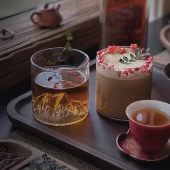 Чаша за чай - стъклена, новокитайски стил, еднослойна, шестчленен комплект, печат на лого наличен