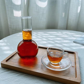 Чаша за чай - стъклена, новокитайски стил, еднослойна, шестчленен комплект, печат на лого наличен