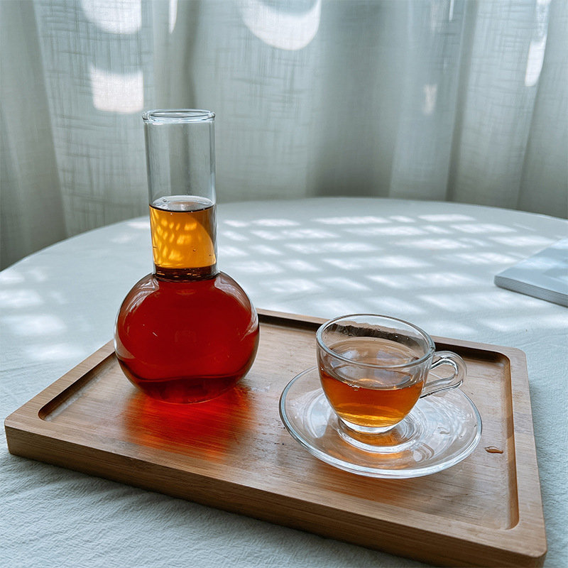 Чаша за чай - стъклена, новокитайски стил, еднослойна, шестчленен комплект, печат на лого наличен