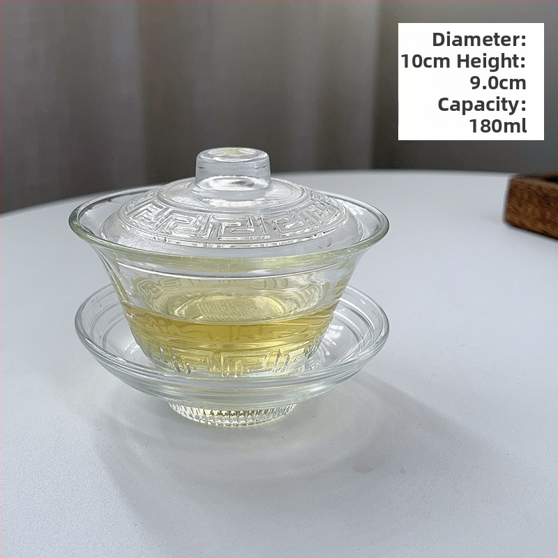 Чаша за чай - стъклена, новокитайски стил, еднослойна, шестчленен комплект, печат на лого наличен