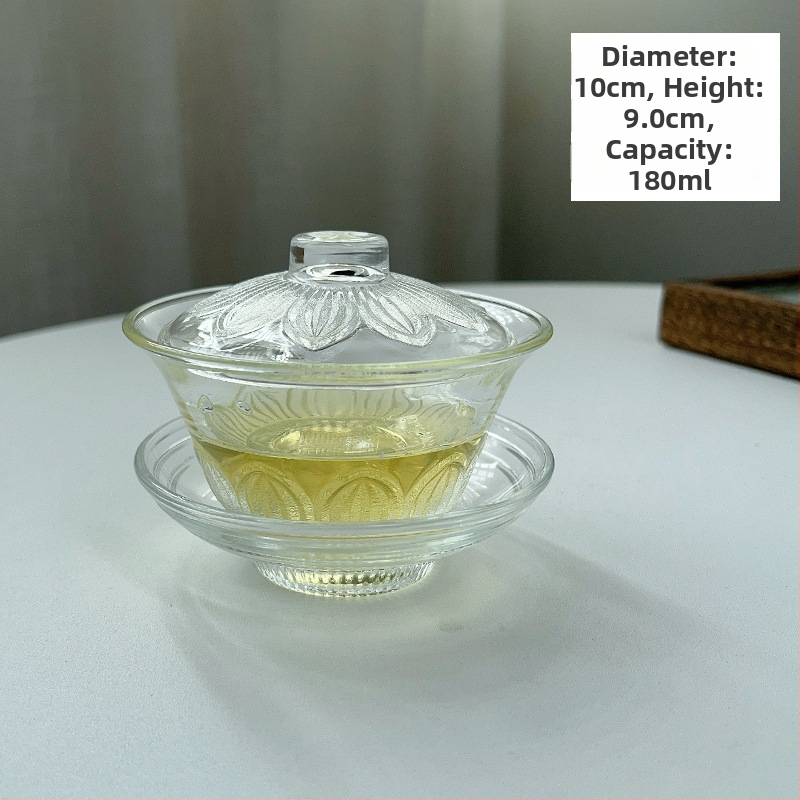 Чаша за чай - стъклена, новокитайски стил, еднослойна, шестчленен комплект, печат на лого наличен