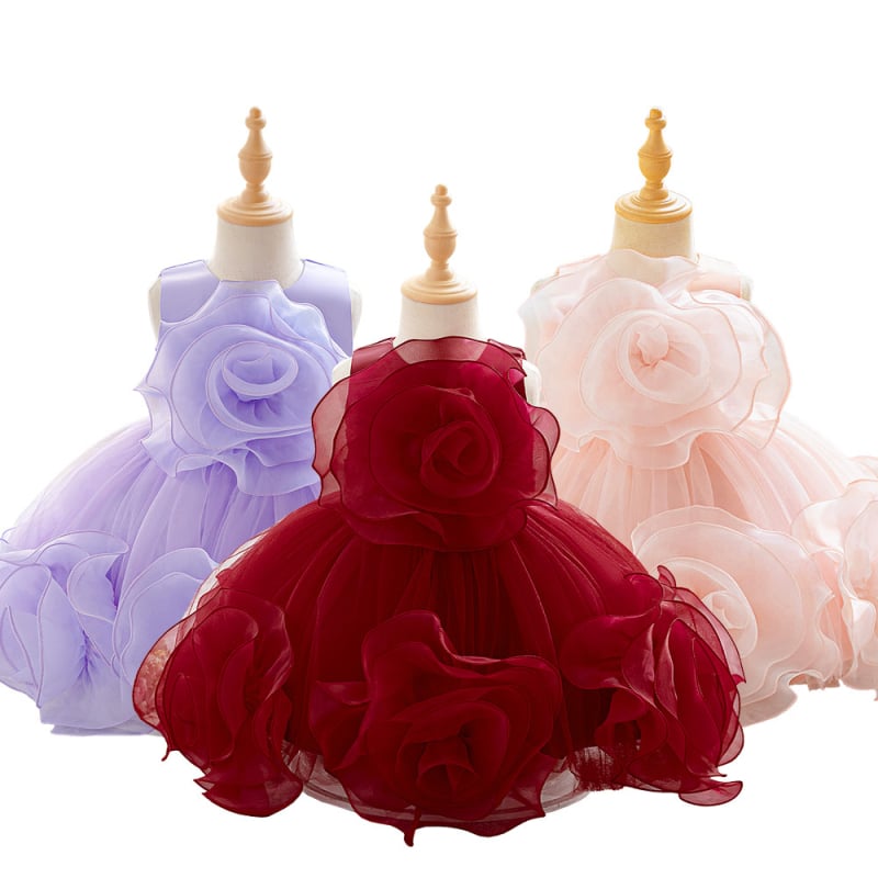 Rochie pentru copii fără mâneci, din plasă, stil prințesă, cu aplicație pentru nunți — amestec poliester-bumbac, căptușeală din bumbac, pliuri, spălare enzimatică, vara 2025