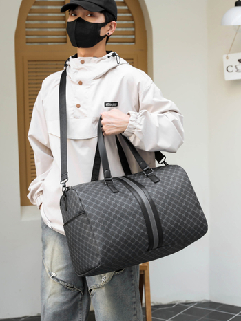 Ανδρική τσάντα ταξιδιού με καρό σχέδιο, PVC υλικό, αδιάβροχη και ανθεκτική, πολυλειτουργική