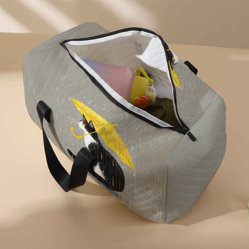 Τσάντα ταξιδιού με εκτύπωση γάτας, μεγάλη χωρητικότητα — MONSTD, πολυεστέρας, διαπνέουσα και ανθεκτική στη φθορά, επένδυση πολυεστερική, Άνοιξη 2025