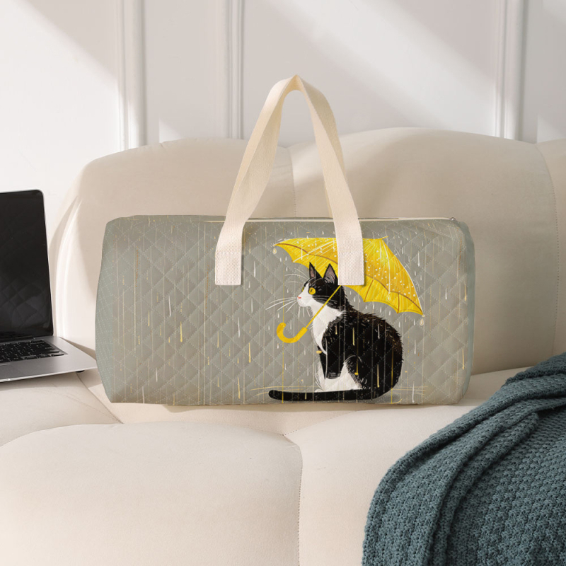Τσάντα ταξιδιού με εκτύπωση γάτας, μεγάλη χωρητικότητα — MONSTD, πολυεστέρας, διαπνέουσα και ανθεκτική στη φθορά, επένδυση πολυεστερική, Άνοιξη 2025