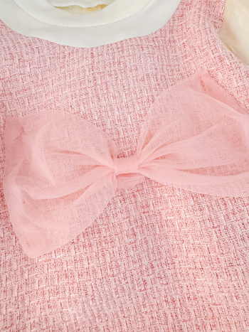 Princesės stiliaus medvilninė suknelė mergaitėms, A linijos siluetas, ilgomis rankovėmis, vienspalvis raštas