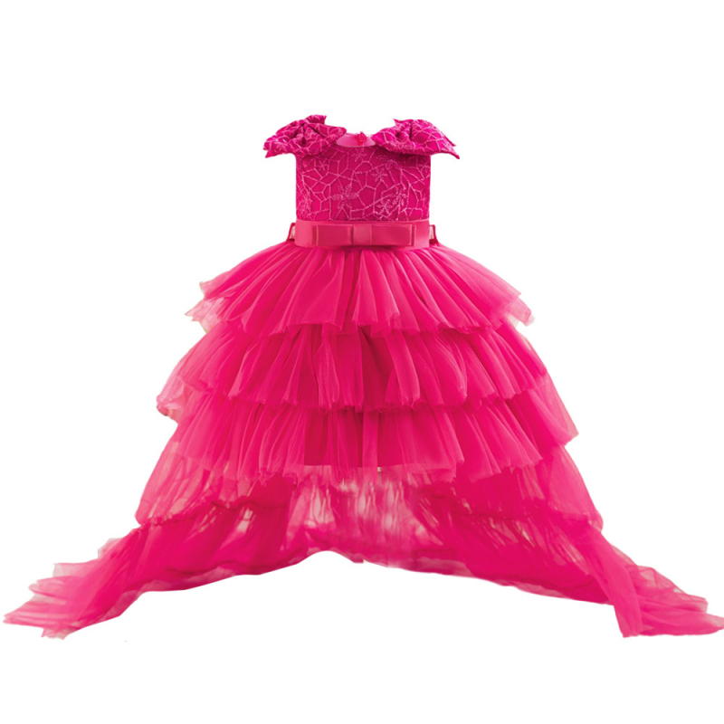 Rochie pentru copii fără mâneci, în stil prințesă cu trenă, amestec poliester cu bumbac (65% poliester, căptușeală 35% bumbac), material tratat enzymatic, pentru fete 1–3 ani