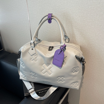 Τσάντα χειραποσκευών και γυμναστηρίου με διαχωρισμό στεγνού-υγρού, 20–35L PU δέρμα, Unisex, γεωμετρικό μοτίβο, street style