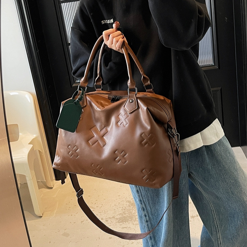 Чанта за ръчен багаж и спортна чанта с отделение за сухо и мокро, 20–35 л, PU кожа, унисекс, геометричен принт, уличен стил