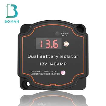 BOMAN BG006 Έξυπνος Διαχωριστής Δύο Μπαταριών με Ψηφιακή Οθόνη, 12V 140A, Ρελέ VSR για RV/SUV/φορτηγό/σκάφος/καραβάν