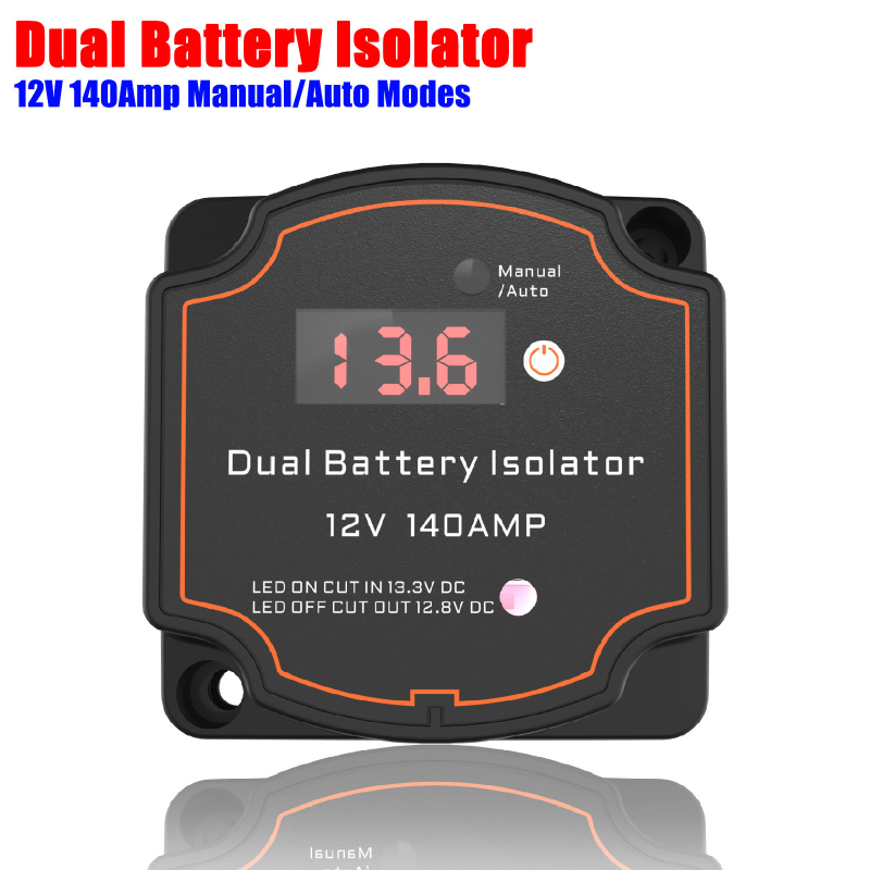 BOMAN BG006 Έξυπνος Διαχωριστής Δύο Μπαταριών με Ψηφιακή Οθόνη, 12V 140A, Ρελέ VSR για RV/SUV/φορτηγό/σκάφος/καραβάν