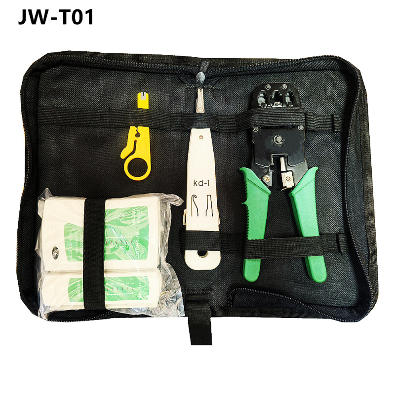 Jillway мрежов комплект инструменти с тестер за кабели и RJ45 конектори — инструменти от въглеродна стомана за монтаж и поддръжка на мрежи