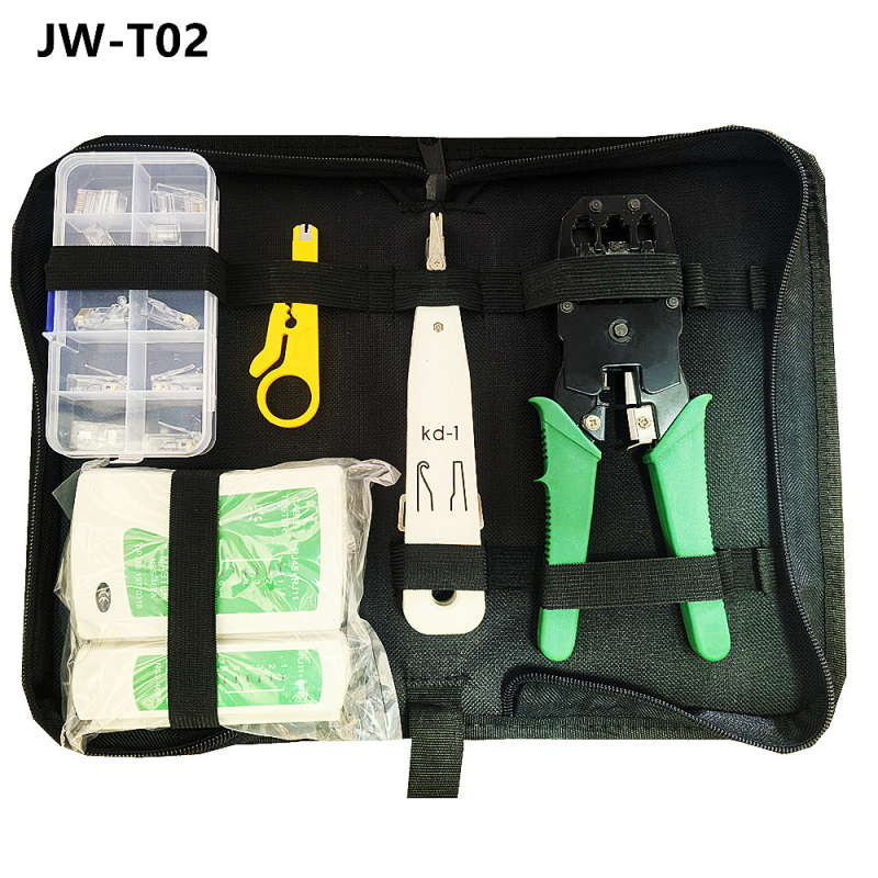 Jillway мрежов комплект инструменти с тестер за кабели и RJ45 конектори — инструменти от въглеродна стомана за монтаж и поддръжка на мрежи