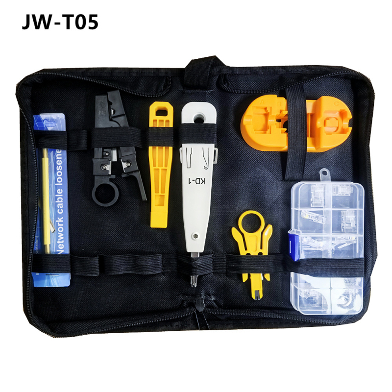Jillway мрежов комплект инструменти с тестер за кабели и RJ45 конектори — инструменти от въглеродна стомана за монтаж и поддръжка на мрежи