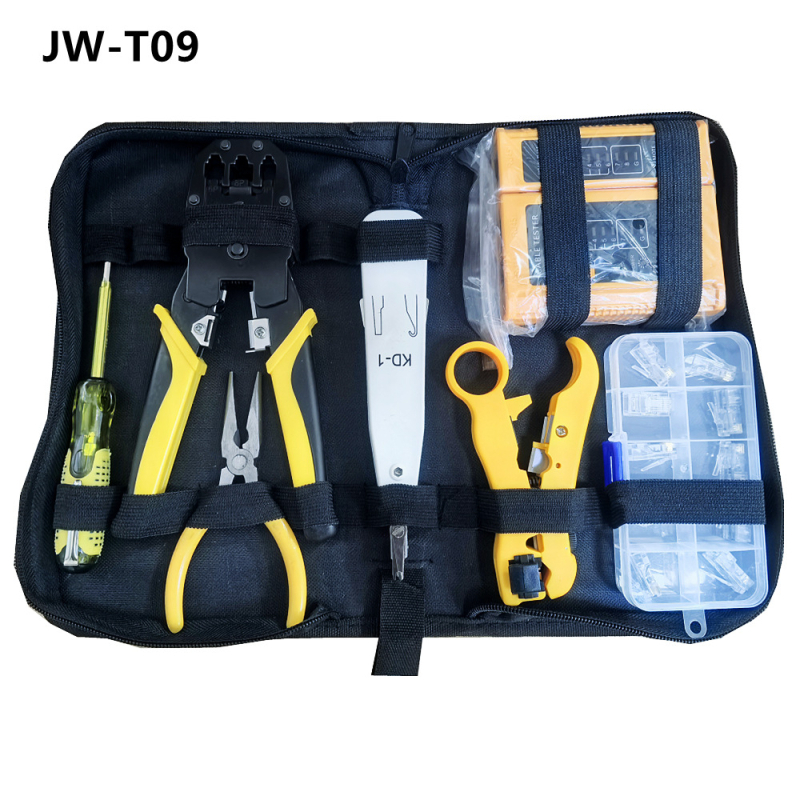 Jillway мрежов комплект инструменти с тестер за кабели и RJ45 конектори — инструменти от въглеродна стомана за монтаж и поддръжка на мрежи