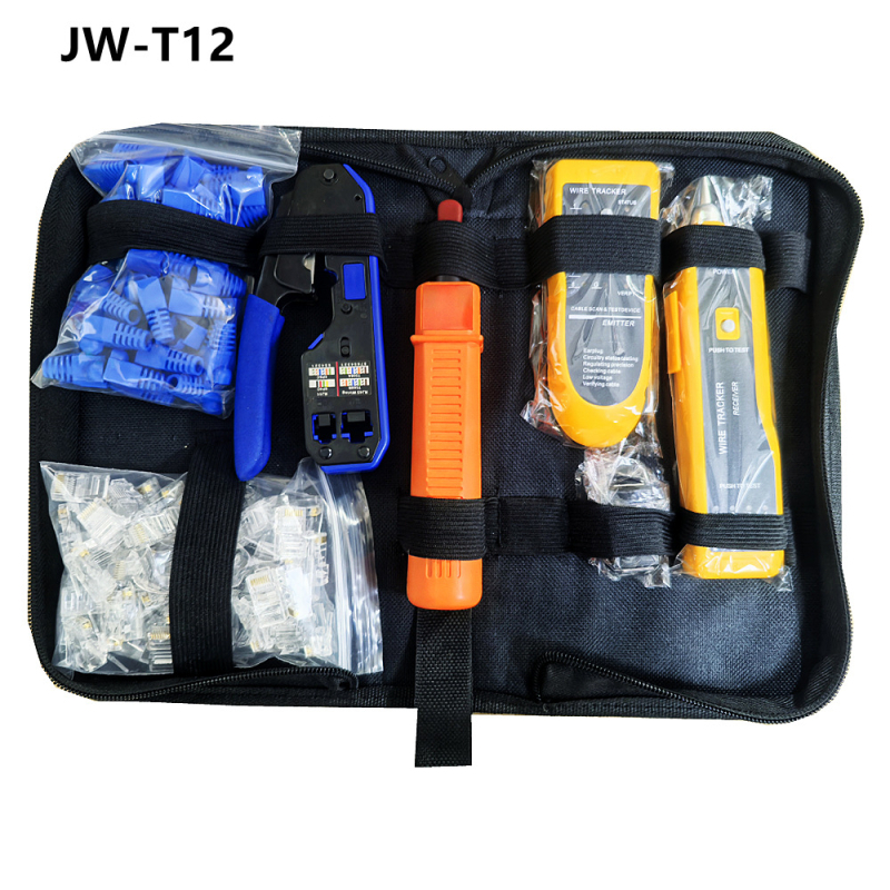 Jillway мрежов комплект инструменти с тестер за кабели и RJ45 конектори — инструменти от въглеродна стомана за монтаж и поддръжка на мрежи